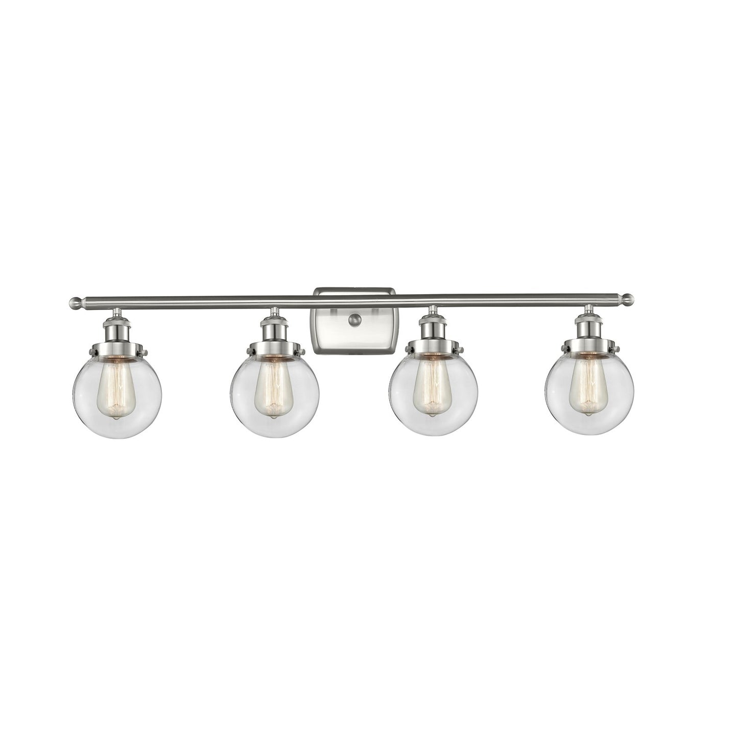 Innovations Beacon 36in 4-Light Bath Vanity | Modern Transitional Brushed Satin Nickel and Clear Glass | Bathroom Vanity | Model 916-4W-SN-G202-6