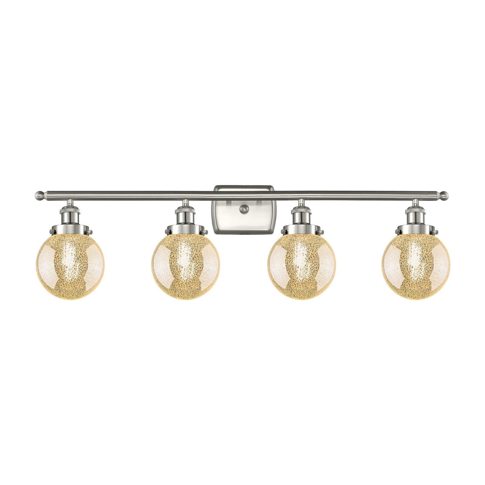 Innovations Beacon 36in 4-Light Bath Vanity | Modern Transitional Brushed Satin Nickel and Mercury Glass | Bathroom Vanity | Model 916-4W-SN-G208-6