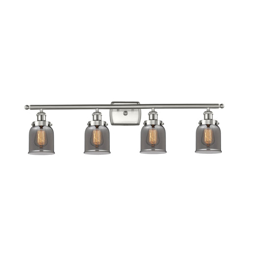 Innovations Bell 36in 4-Light Bath Vanity Light | Industrial Brushed Satin Nickel and Light Smoke Glass | Bathroom Vanity | Model 916-4W-SN-G53