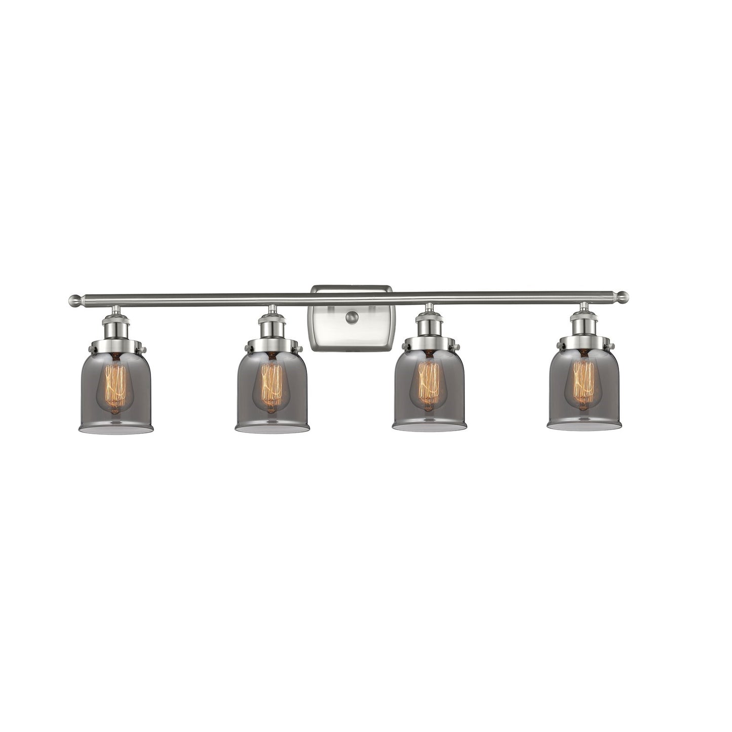 Innovations Bell 36in 4-Light Bath Vanity Light | Industrial Brushed Satin Nickel and Light Smoke Glass | Bathroom Vanity | Model 916-4W-SN-G53-LED