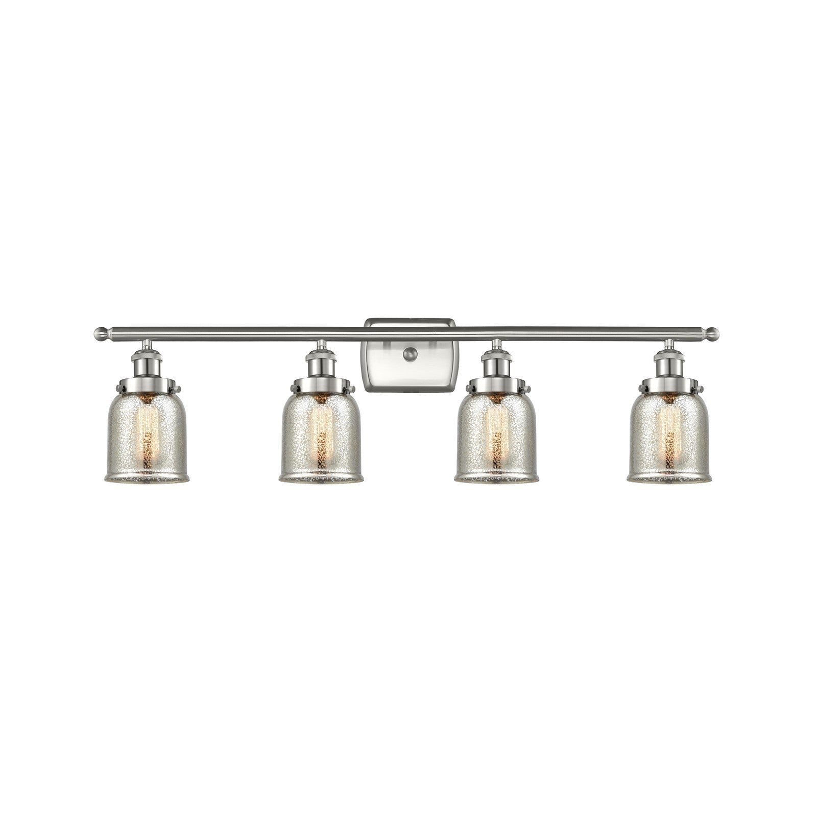Innovations Bell 36in 4-Light Bath Vanity Light | Industrial Brushed Satin Nickel and Silver Plated Mercury Glass | Bathroom Vanity | Model 916-4W-SN-G58
