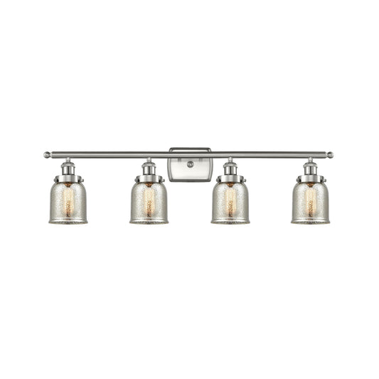 Innovations Bell 36in 4-Light Bath Vanity Light | Industrial Brushed Satin Nickel and Silver Plated Mercury Glass | Bathroom Vanity | Model 916-4W-SN-G58