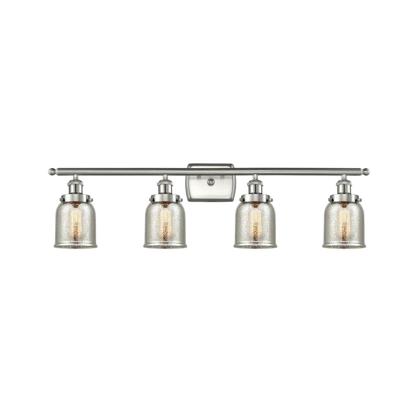 Innovations Bell 36in 4-Light LED Bath Vanity Light | Industrial Brushed Satin Nickel and Silver Plated Mercury Glass | Bathroom | Model 916-4W-SN-G58-LED