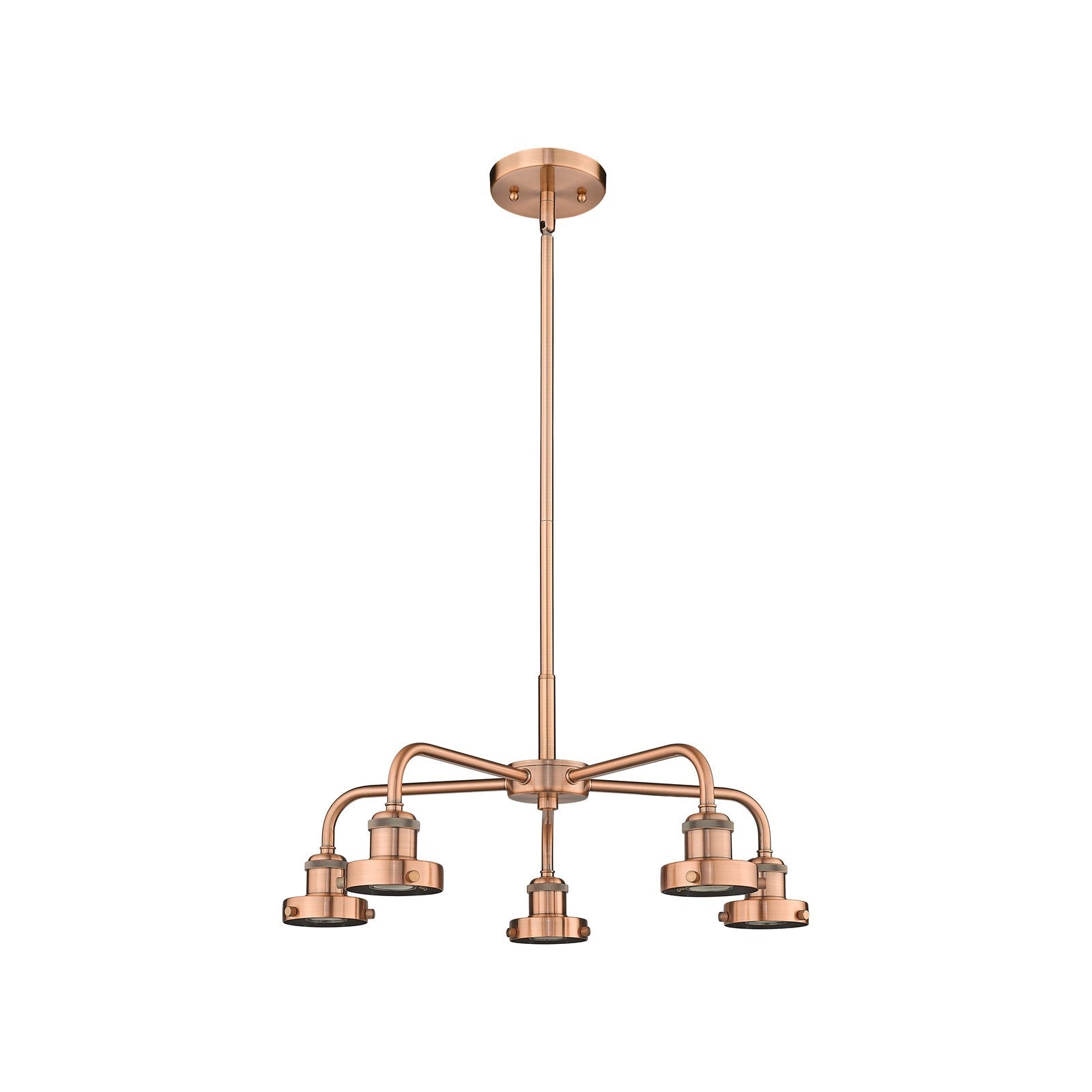 Innovations Ballston Urban 21in 5-Light Chandelier | Industrial Antique Copper Steel | Damp Rated Kitchen & Dining Room | Model 916-5CR-AC