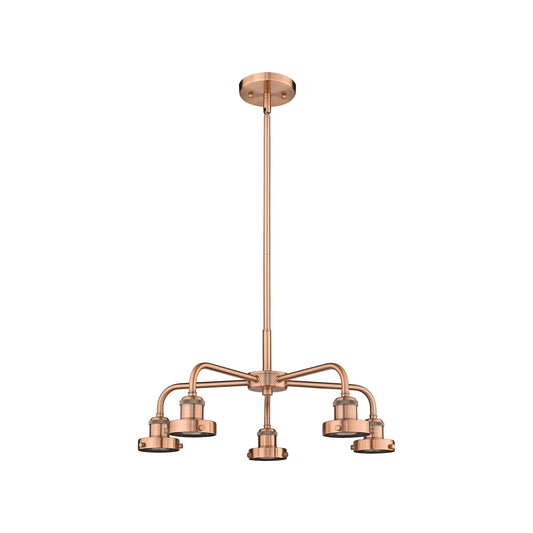 Innovations Ballston Urban 21in 5-Light Chandelier | Industrial Antique Copper Steel | Damp Rated Kitchen & Dining Room | Model 916-5CR-AC