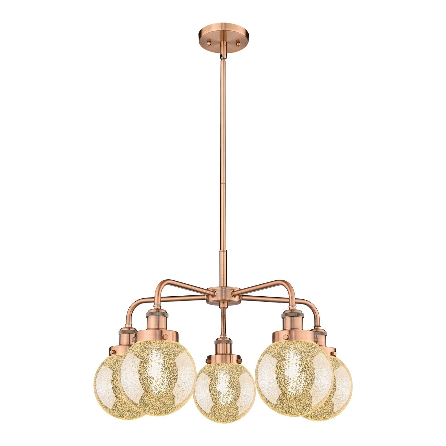Innovations Beacon 24.5in 5-Light Chandelier | Industrial Antique Copper and Mercury Glass | Damp Rated Kitchen & Dining Room | Model 916-5CR-AC-G208-6
