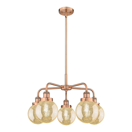 Innovations Beacon 24.5in 5-Light Chandelier | Industrial Antique Copper and Mercury Glass | Damp Rated Kitchen & Dining Room | Model 916-5CR-AC-G208-6