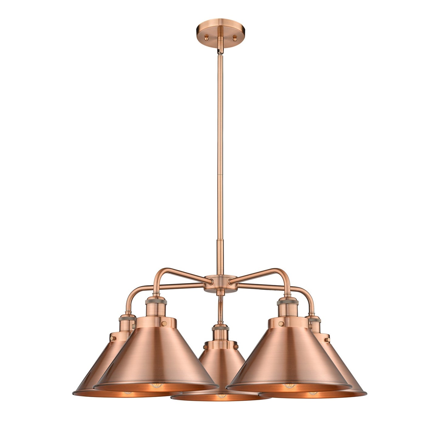 Innovations Ballston Urban 26.5in 5-Light Chandelier | Industrial Antique Copper Steel and Metal Shade | Dining Room & Kitchen | Model 916-5CR-AC-M10-AC