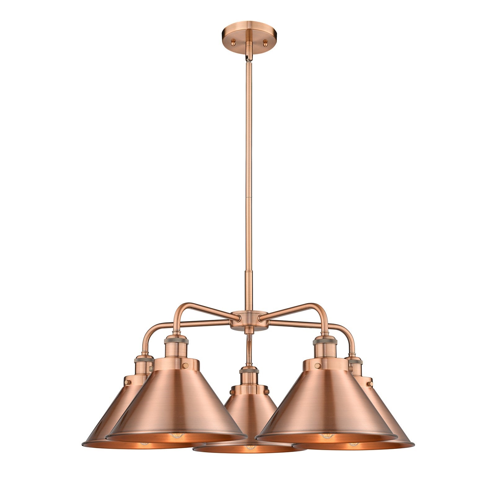 Innovations Ballston Urban 26.5in 5-Light Chandelier | Industrial Antique Copper Steel and Metal Shade | Dining Room & Kitchen | Model 916-5CR-AC-M10-AC