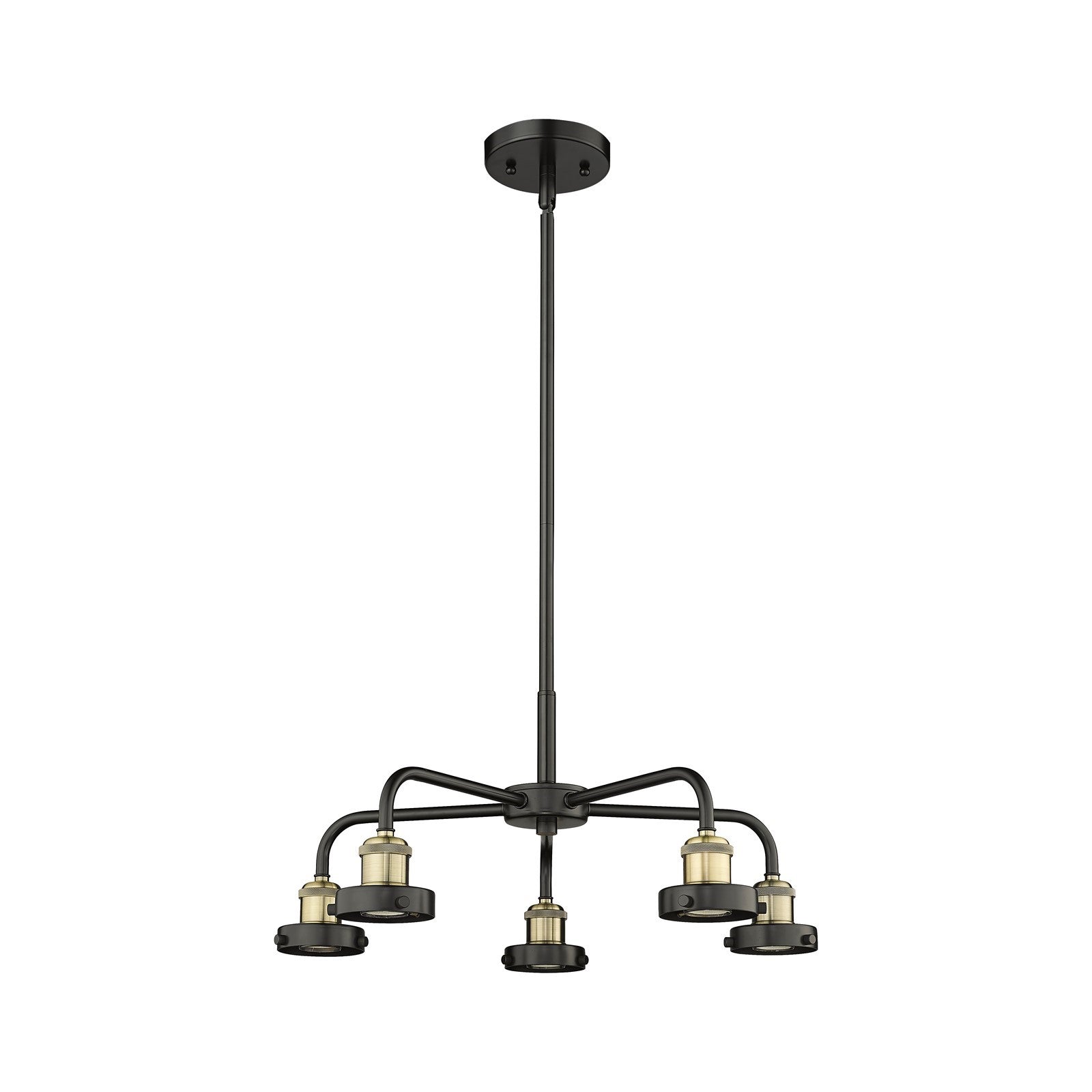 Innovations Ballston Urban 21.38in 5-Light Chandelier | Industrial Farmhouse Black Antique Brass Steel | Dining Room & Kitchen Island | Model 916-5CR-BAB