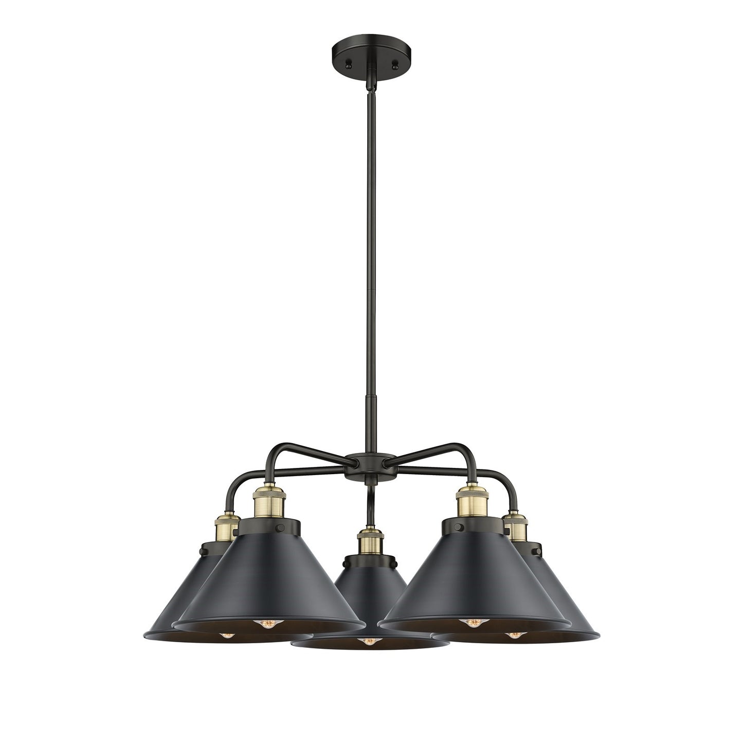 Innovations Ballston Urban 26.5in 5-Light Chandelier | Industrial Black Antique Brass and Matte Black Metal | Dining Room & | Model 916-5CR-BAB-M10-BK