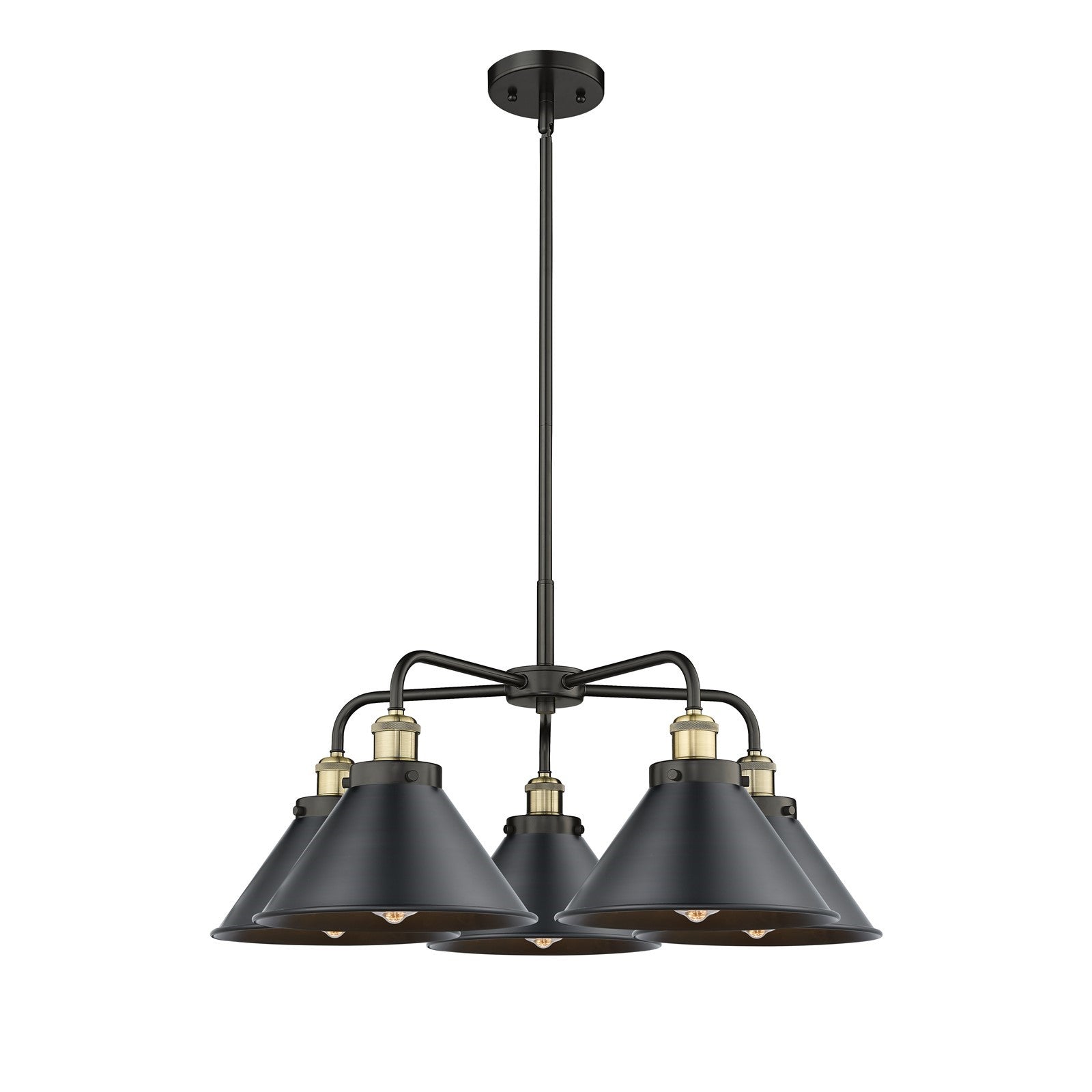 Innovations Ballston Urban 26.5in 5-Light Chandelier | Industrial Black Antique Brass and Matte Black Metal | Dining Room & | Model 916-5CR-BAB-M10-BK