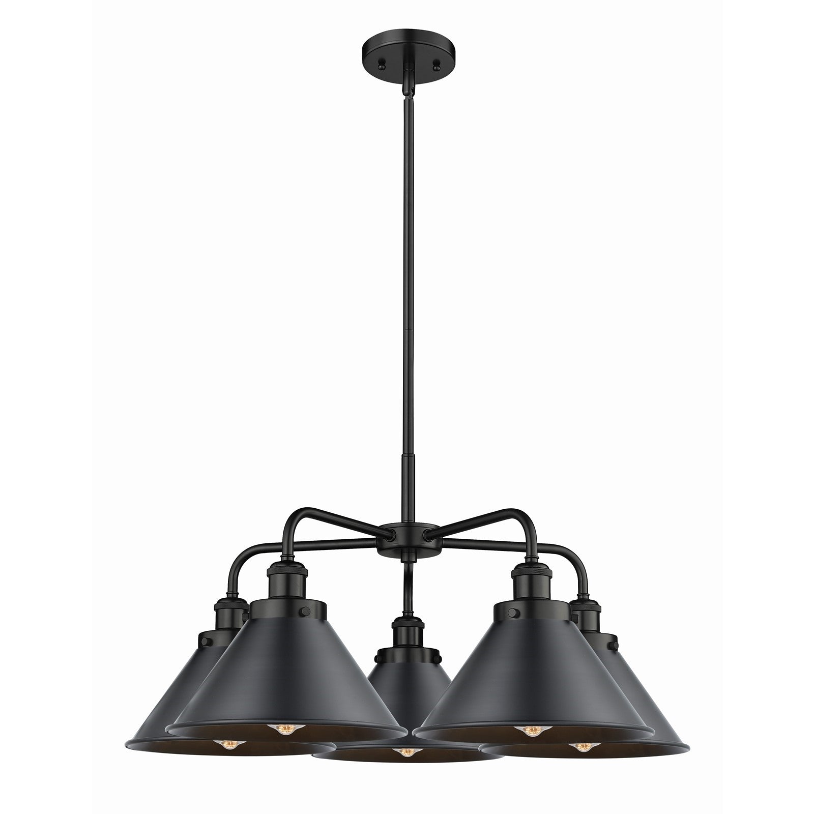 Innovations Ballston Urban 26.5in 5-Light Chandelier | Industrial Matte Black Steel and Matte Black Metal | Kitchen Island & | Model 916-5CR-BK-M10-BK