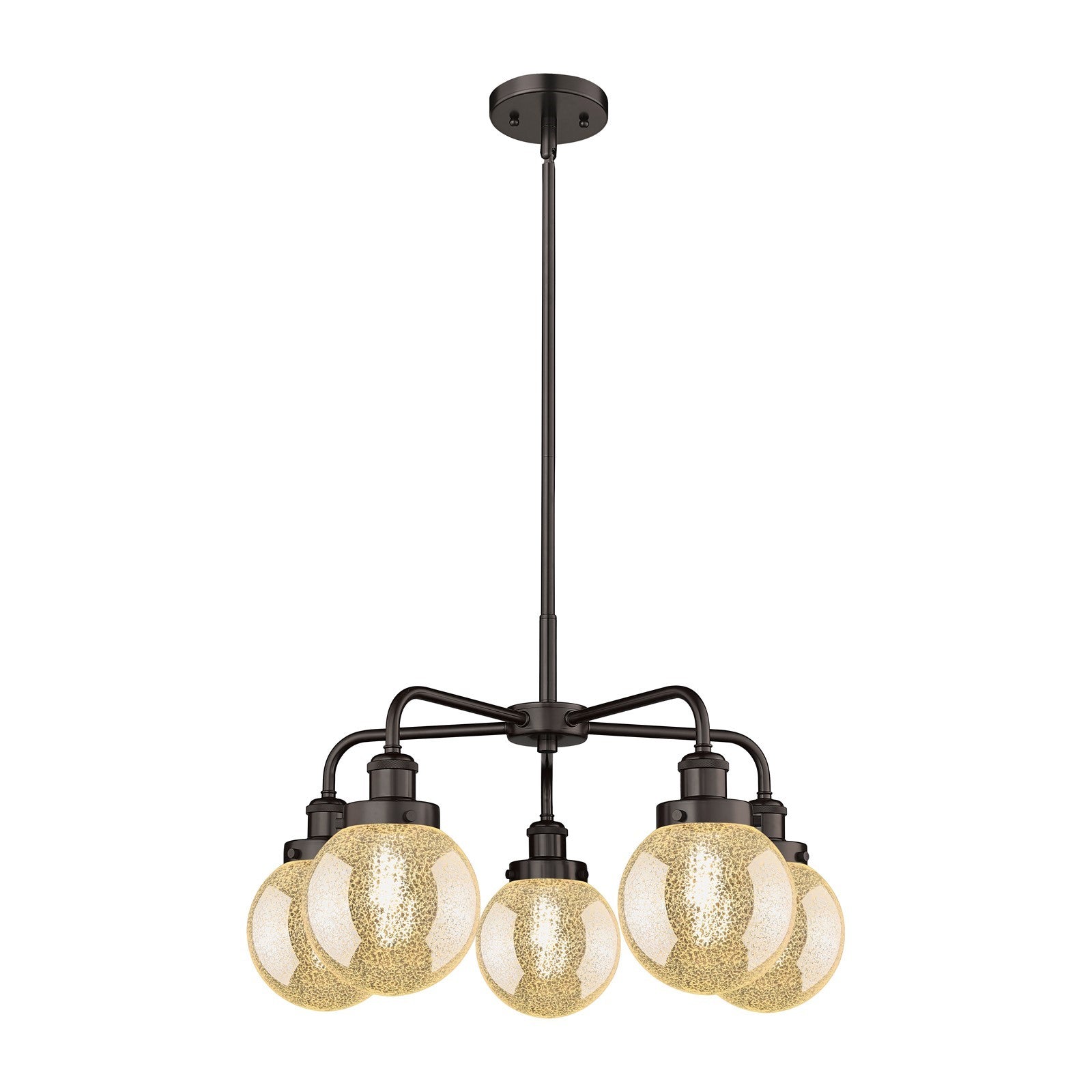 Innovations Beacon 24.5in 5-Light Chandelier | Industrial Oil Rubbed Bronze and Mercury Glass | Dining Room & Kitchen Island | Model 916-5CR-OB-G208-6