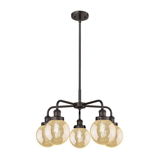 Innovations Beacon 24.5in 5-Light Chandelier | Industrial Oil Rubbed Bronze and Mercury Glass | Dining Room & Kitchen Island | Model 916-5CR-OB-G208-6