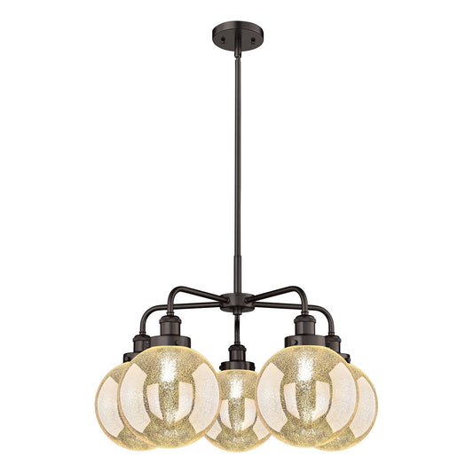 Innovations Beacon 26.5in 5-Light Chandelier | Industrial Oil Rubbed Bronze and Mercury Glass | Dining Room & Kitchen Island | Model 916-5CR-OB-G208-8