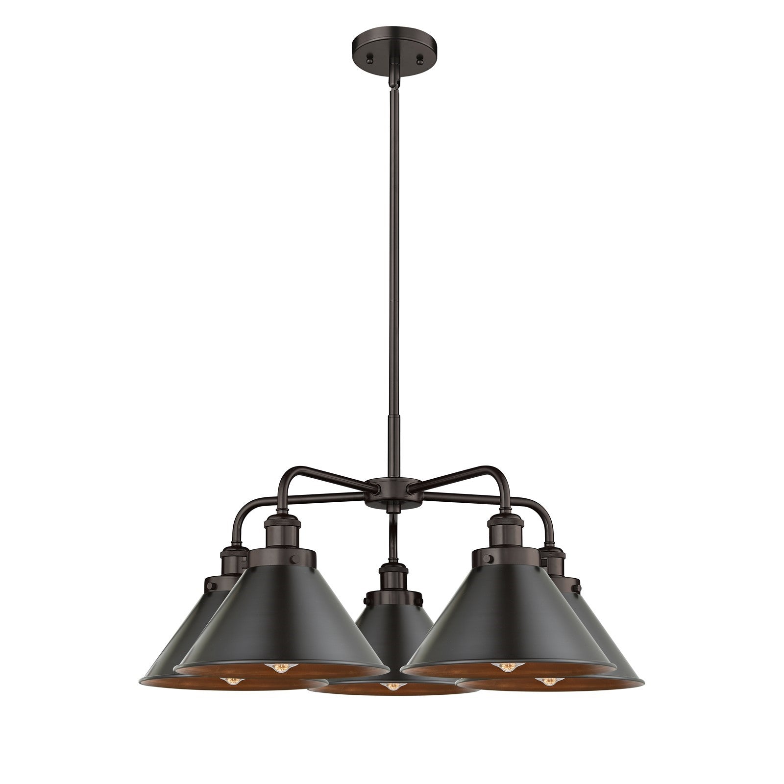 Innovations Ballston Urban 26.5in 5-Light Chandelier | Industrial Oil Rubbed Bronze Metal Shades | Kitchen Island & Dining Room | Model 916-5CR-OB-M10-OB