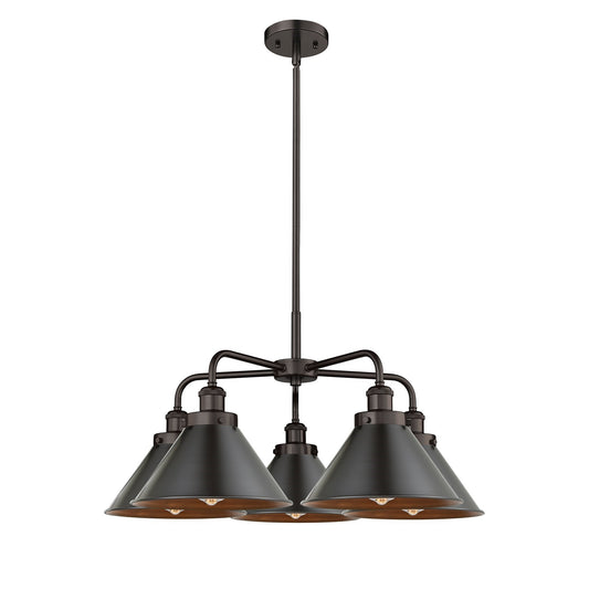 Innovations Ballston Urban 26.5in 5-Light Chandelier | Industrial Oil Rubbed Bronze Metal Shades | Kitchen Island & Dining Room | Model 916-5CR-OB-M10-OB
