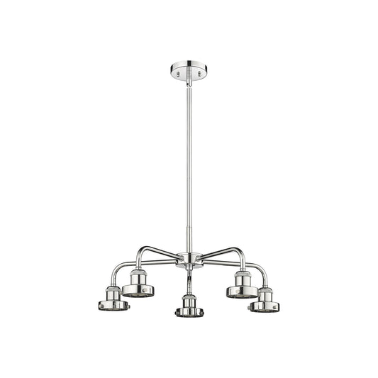 Innovations Ballston Urban 21.375in 5-Light Chandelier | Industrial Polished Chrome | Kitchen Island & Dining Room | Model 916-5CR-PC