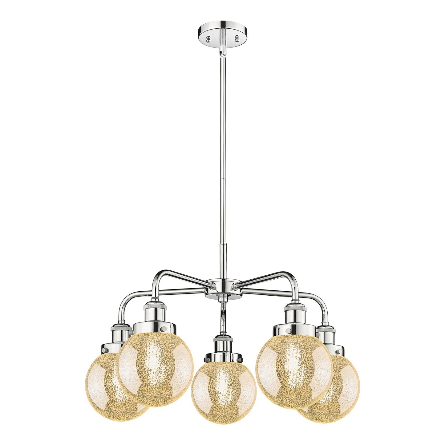 Innovations Beacon 24.5in 5-Light Chandelier | Industrial Polished Chrome and Mercury Glass | Kitchen Island & Dining Room | Model 916-5CR-PC-G208-6