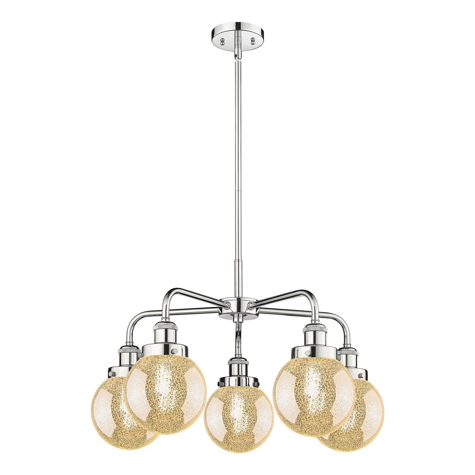 Innovations Beacon 24.5in 5-Light Chandelier | Industrial Polished Chrome and Mercury Glass | Kitchen Island & Dining Room | Model 916-5CR-PC-G208-6