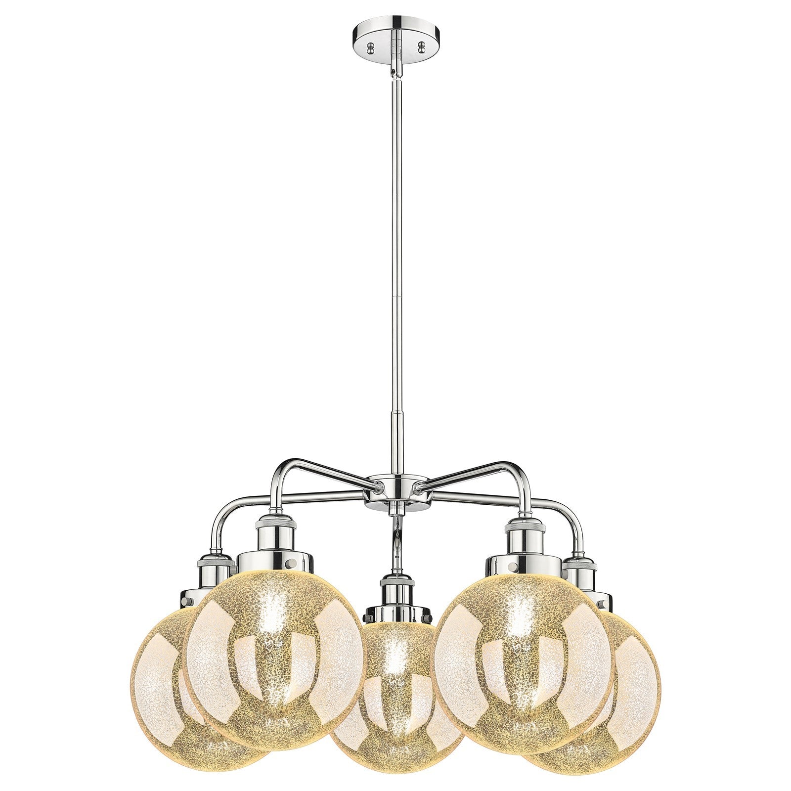 Innovations Beacon 27in 5-Light Chandelier | Polished Chrome Steel and Mercury Glass | Dining Room & Living Room | Model 916-5CR-PC-G208-8