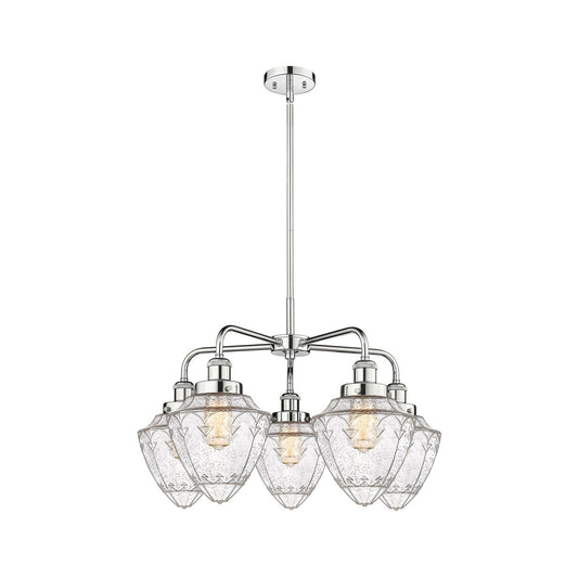 Innovations Bullet 25.5in 5-Light Chandelier | Polished Chrome Steel and Seedy Glass | Dining Room & Living Room | Model 916-5CR-PC-G664-7