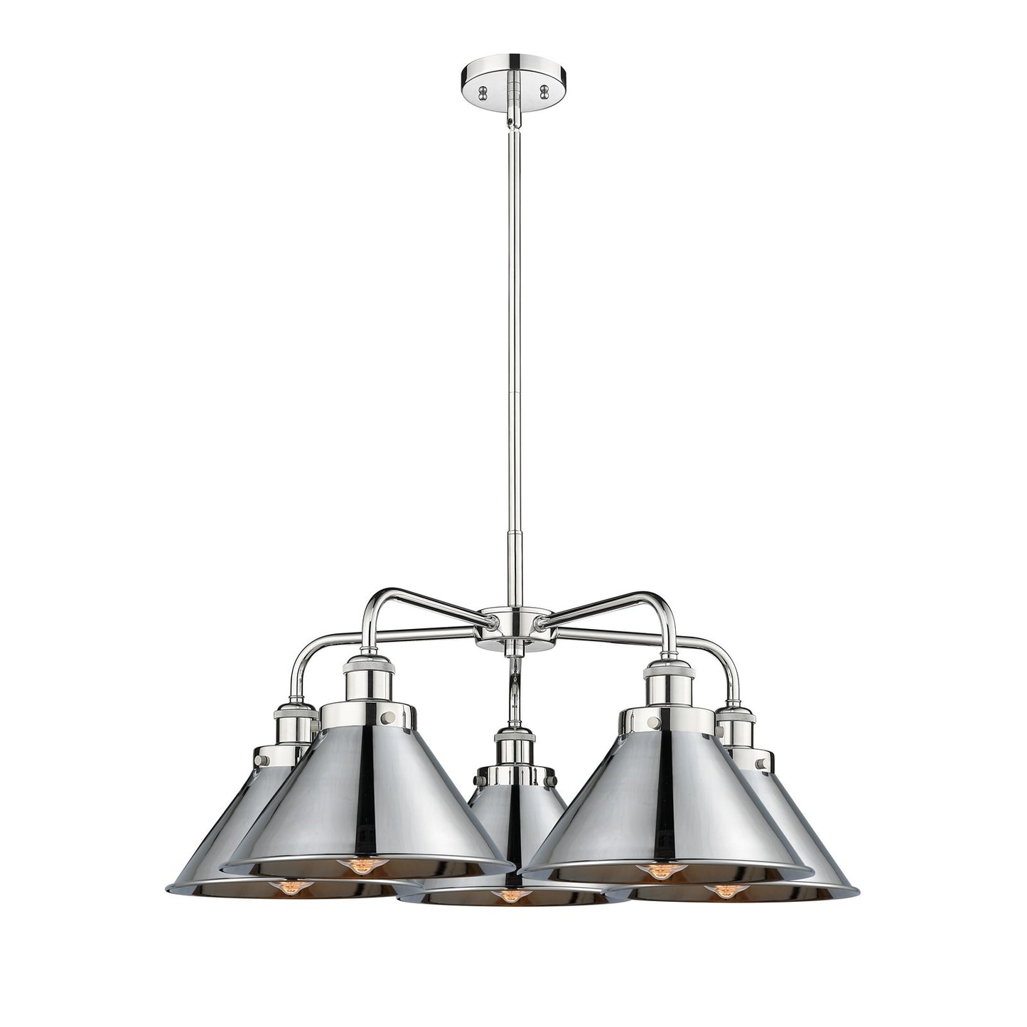 Innovations Ballston Urban 26.5in 5-Light Chandelier | Polished Chrome Steel and Metal Shades | Dining Room & Living Room | Model 916-5CR-PC-M10-PC