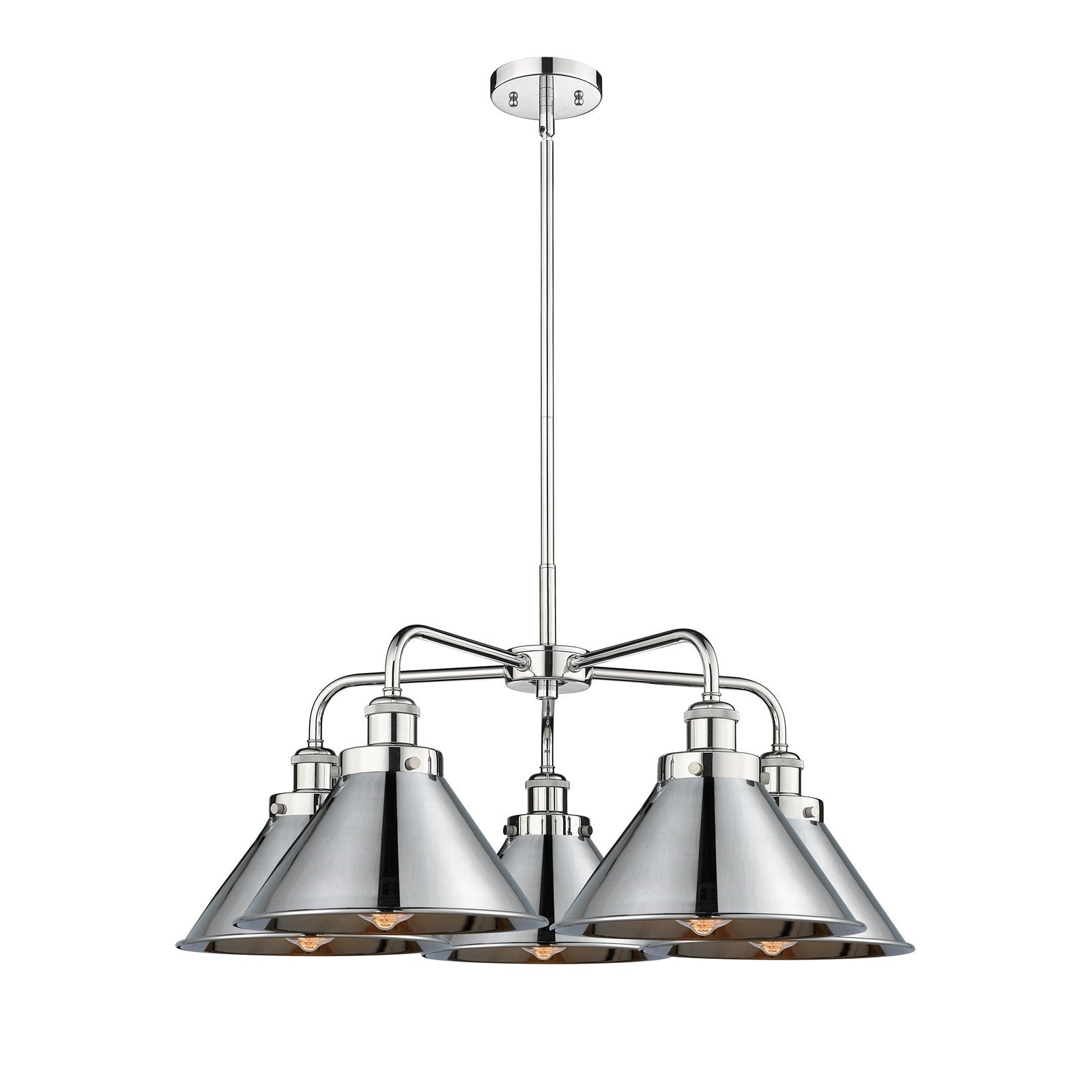Innovations Ballston Urban 26.5in 5-Light Chandelier | Polished Chrome Steel and Metal Shades | Dining Room & Living Room | Model 916-5CR-PC-M10-PC