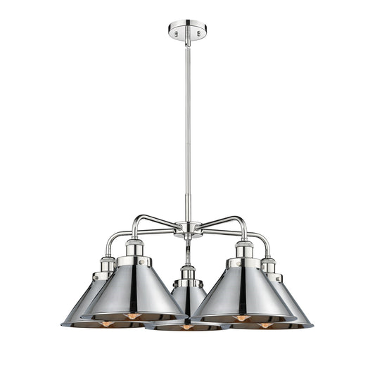 Innovations Ballston Urban 26.5in 5-Light Chandelier | Polished Chrome Steel and Metal Shades | Dining Room & Living Room | Model 916-5CR-PC-M10-PC