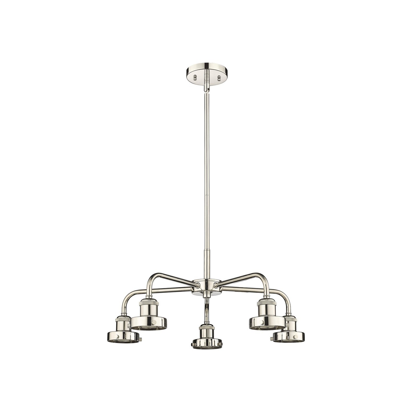 Innovations Ballston Urban 21in 5-Light Chandelier | Industrial Farmhouse Polished Nickel Steel and Cast Brass | Dining Room & Kitchen | Model 916-5CR-PN
