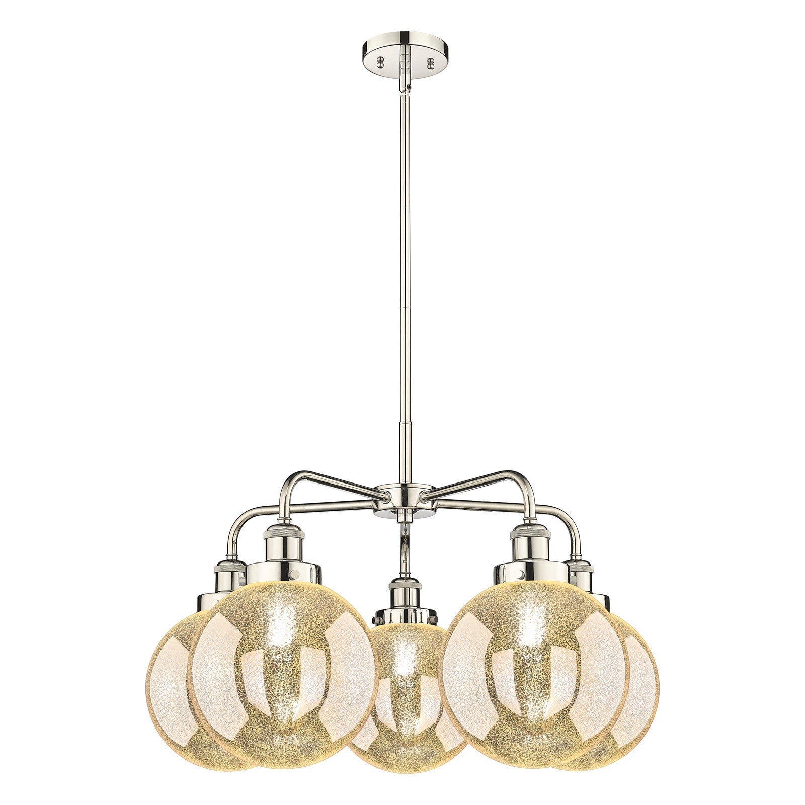 Innovations Beacon 26.5in 5-Light Chandelier | Industrial Transitional Polished Nickel and Mercury Glass | Dining Room & Kitchen | Model 916-5CR-PN-G208-8