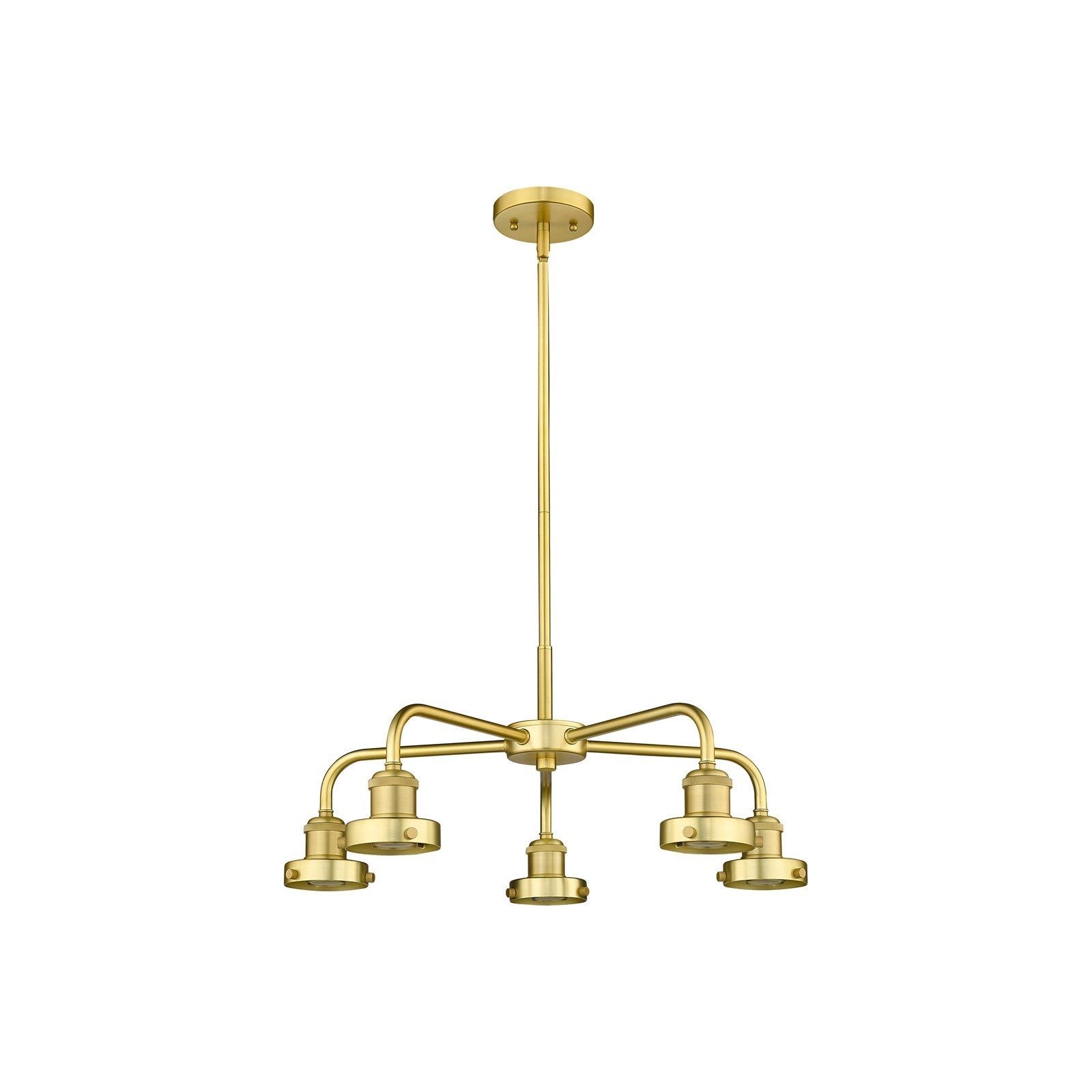 Innovations Ballston Urban 21.38in 5-Light Chandelier | Industrial Satin Gold Steel and Cast Brass | Dining Room & Kitchen Island | Model 916-5CR-SG