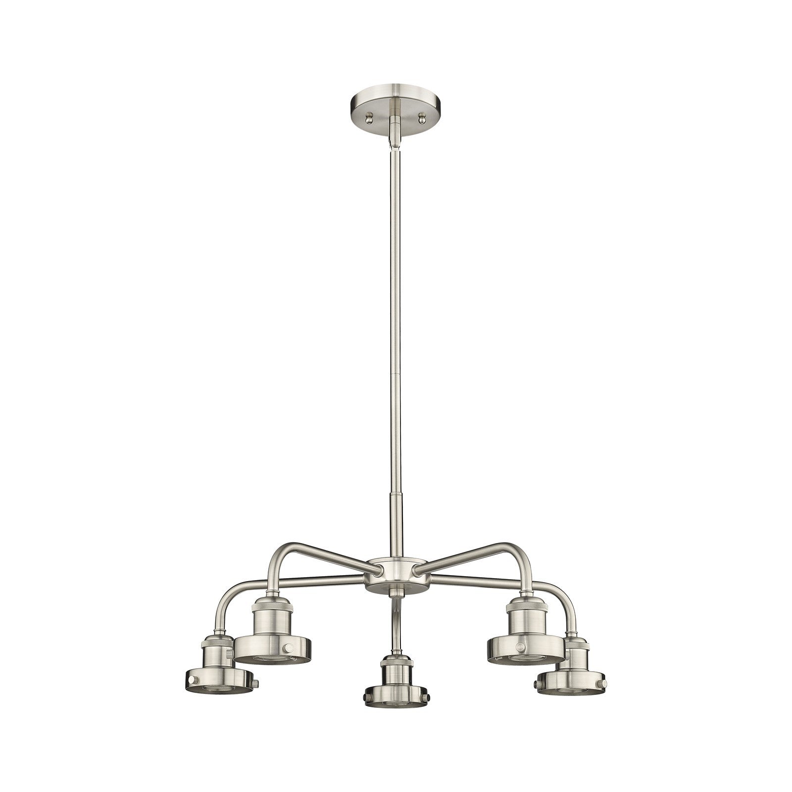 Innovations Ballston Urban 21.375in 5-Light Chandelier | Industrial Satin Nickel Steel | Kitchen Island & Dining Room | Model 916-5CR-SN