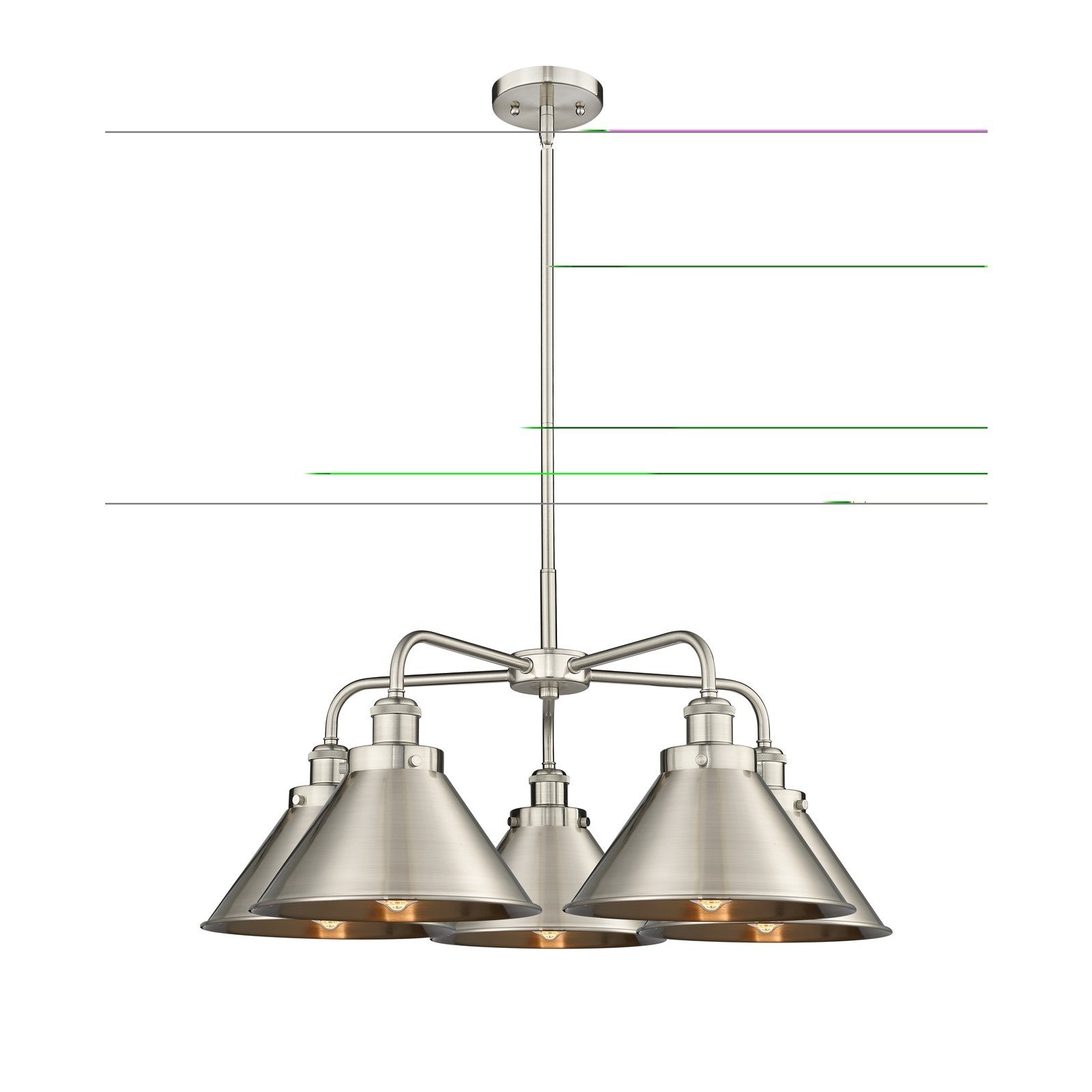 Innovations Ballston Urban 27in 5-Light Chandelier | Industrial Satin Nickel Steel and Brushed Satin Nickel Metal Shade | Dining | Model 916-5CR-SN-M10-SN