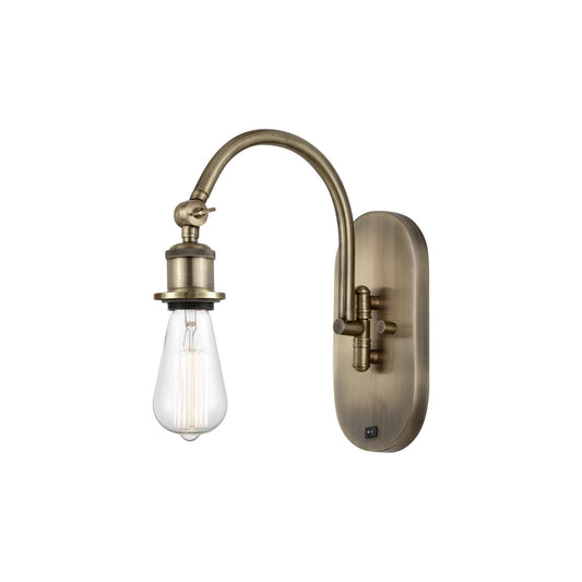 Innovations Halophane 5in 1-Light Swing Arm Lamp | Industrial Antique Brass Steel and Cast Brass | Bedroom & Living Room Reading Light | Model 918-1W-AB