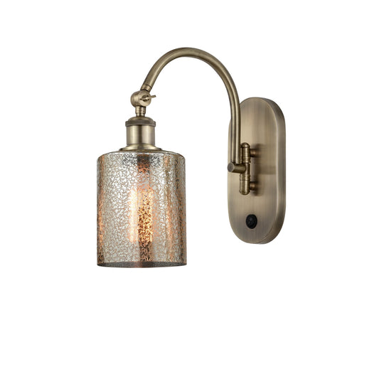 Innovations Cobbleskill 5in 1-Light Wall Sconce | Industrial Antique Brass Steel and Mercury Glass | Hallway & Bathroom Accent | Model 918-1W-AB-G116