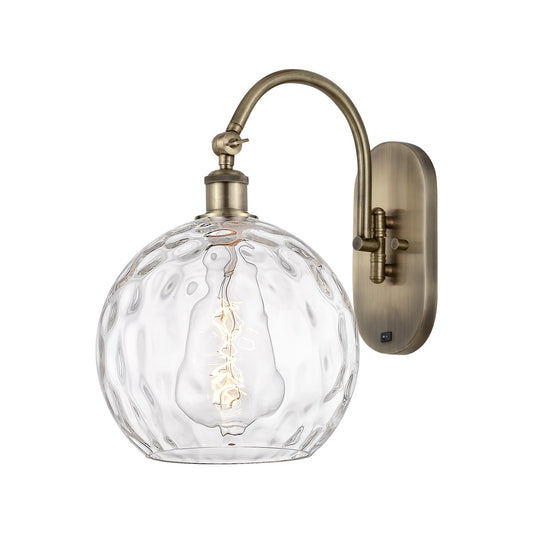 Innovations Athens Water Glass 10in 1-Light Wall Sconce | Industrial Antique Brass and Clear Glass | Hallway & Bathroom Accent | Model 918-1W-AB-G1215-10