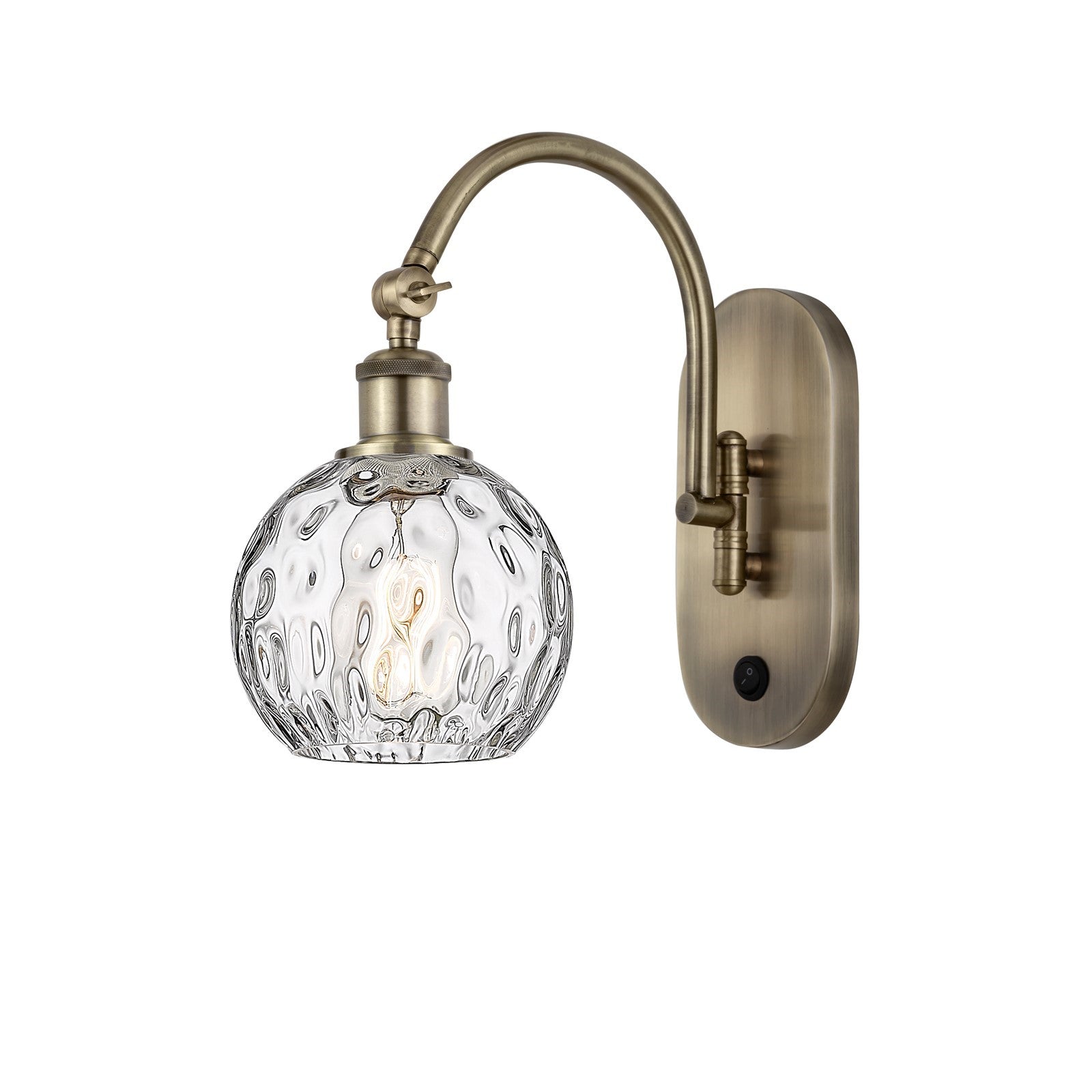 Innovations Athens Water Glass 6in 1-Light Wall Sconce | Industrial Antique Brass and Clear Glass | Hallway & Bathroom Accent | Model 918-1W-AB-G1215-6