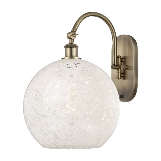 Innovations White Mouchette 12in 1-Light Wall Sconce | Industrial Antique Brass and White Mouchette Glass | Hallway & | Model 918-1W-AB-G1216-12WM
