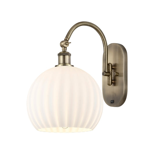Innovations Lighting Ballston 10in 1-Light Wall Sconce | Industrial Antique Brass and White Venetian Glass | Hallway & | Model 918-1W-AB-G1217-10WV