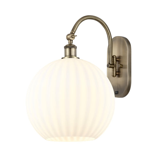 Innovations Lighting Ballston 12in 1-Light Wall Sconce | Industrial Antique Brass and White Venetian Glass | Hallway & | Model 918-1W-AB-G1217-12WV