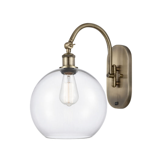 Innovations Athens 10in 1-Light Wall Sconce | Industrial Antique Brass and Clear Glass | Hallway & Bathroom Accent | 10 x 16 in | Model 918-1W-AB-G122-10
