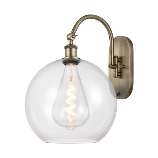 Innovations Athens 12in 1-Light Wall Sconce | Industrial Antique Brass Steel and Clear Glass | Bedroom & Hallway Accent | Model 918-1W-AB-G122-12