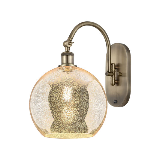 Innovations Athens 10in 1-Light Wall Sconce | Industrial Antique Brass and Mercury Glass | Bedroom & Hallway Accent | 10 x 16 in | Model 918-1W-AB-G128-10