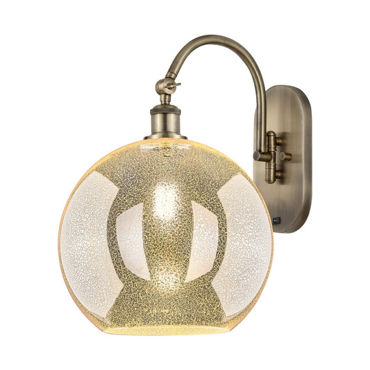 Innovations Athens 12in 1-Light Wall Sconce | Industrial Antique Brass and Mercury Glass | Hallway & Bedroom Accent | Model 918-1W-AB-G128-12