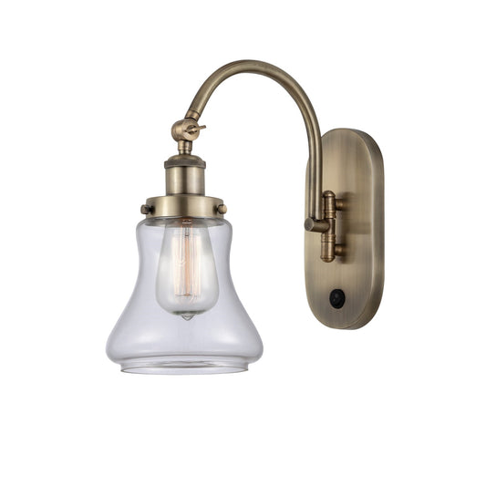 Innovations Bellmont 7in 1-Light Swing Arm Wall Sconce | Industrial Antique Brass and Clear Glass | Bedroom & Living Room Reading | Model 918-1W-AB-G192