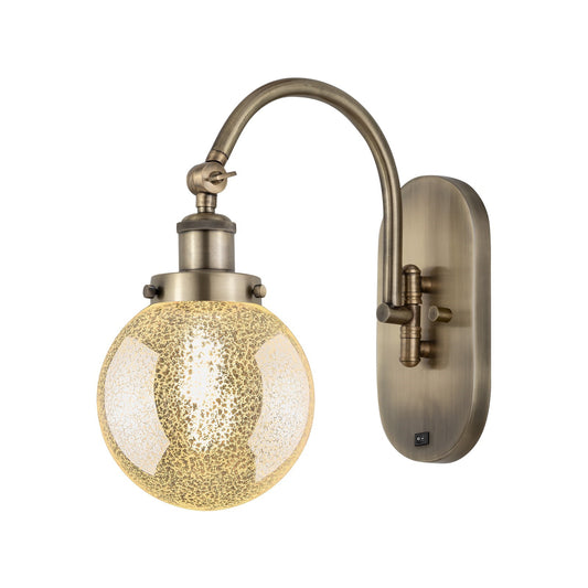 Innovations Beacon 6in 1-Light Swing Arm Lamp | Industrial Antique Brass and Mercury Glass | Bedroom & Living Room Reading Light | Model 918-1W-AB-G208-6