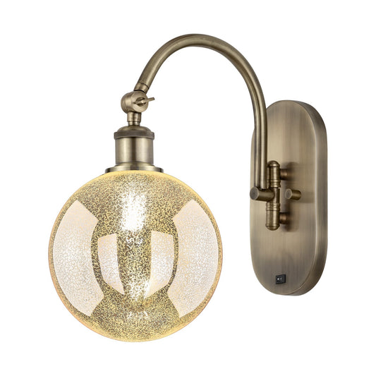 Innovations Beacon 8in 1-Light Swing Arm Sconce | Industrial Antique Brass and Mercury Seeded Glass | Bedroom & Hallway Accent | Model 918-1W-AB-G208-8