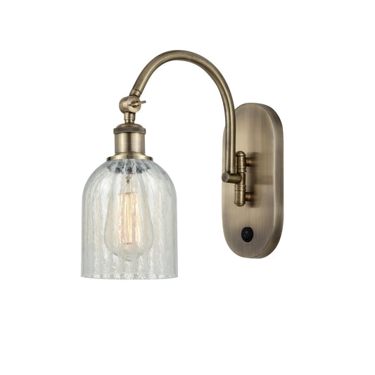 Innovations Caledonia 5in 1-Light Wall Sconce | Industrial Antique Brass and Mouchette Colorful Glass | Bedroom & Hallway Accent | Model 918-1W-AB-G2511